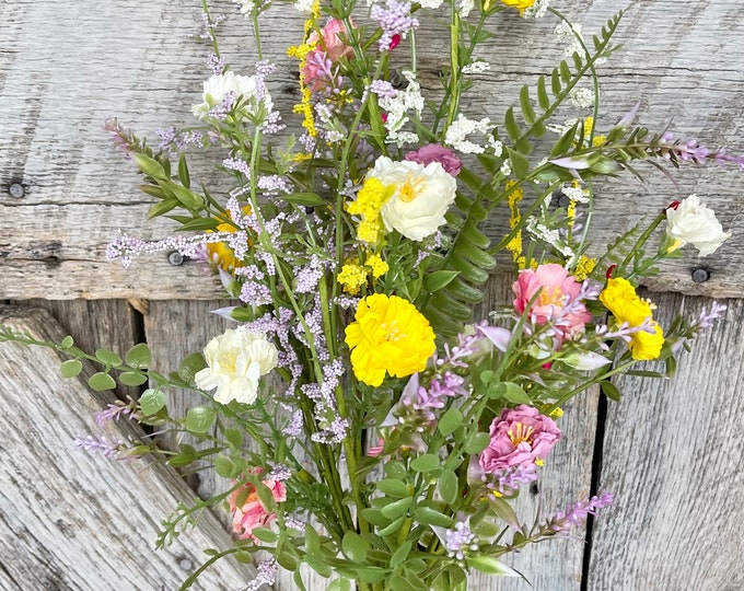 20" Mixed Wild Flower Bush, Floral Filler Spray, Spring Florals, Artificial Floral Spray, Wreath Supply, Floral Supply, Wild Flowers, 63428