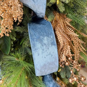 4" French Blue Velvet Ribbon, Christmas Ribbon
