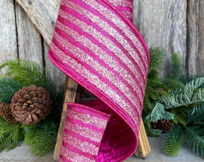 4" Hot Pin Tinsel Ribbon, Farrisilk Ribbon, Christmas Ribbon, RK873-14