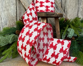 2.5" Coquette Bright Red Bow Ribbon, Red Bow Ribbon, Red Christmas Ribbon, Christmas Gift Wrap Ribbon, Ribbon for Tree, Ribbon for Bows