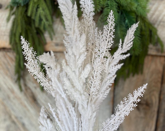 29" White Christmas Bush, White Pampas Spray,  White Filler Bush, Filler Bush, White Greenery Bush, 40369
