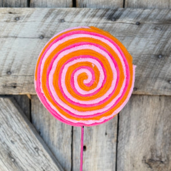 20" Pink and Orange Lollipop, Swirl Lollipop, Easter Decor, Easter Wreath Attachment, Pink Orange Wreat Attachment, Candy Lollipop,63456BTOR