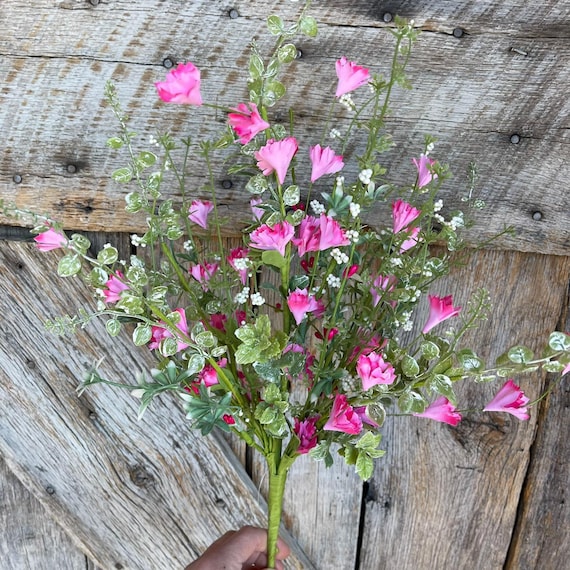 21" Pink Mixed Filler Bush, Linum Floral Filler Spray, Spring Florals, Artificial Floral Spray, Wreath Supply, Floral Supply, 40200-PK