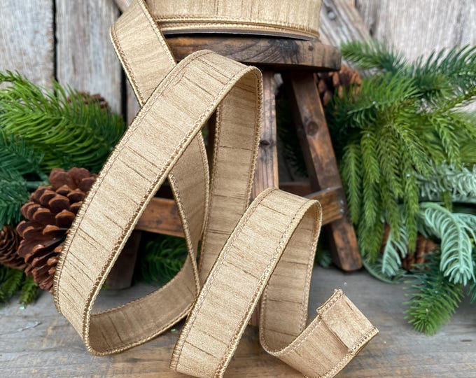 1” Gold Ribbon, Farrisilk ribbon, Gold Shimmering Silk ribbon, Christmas Ribbon