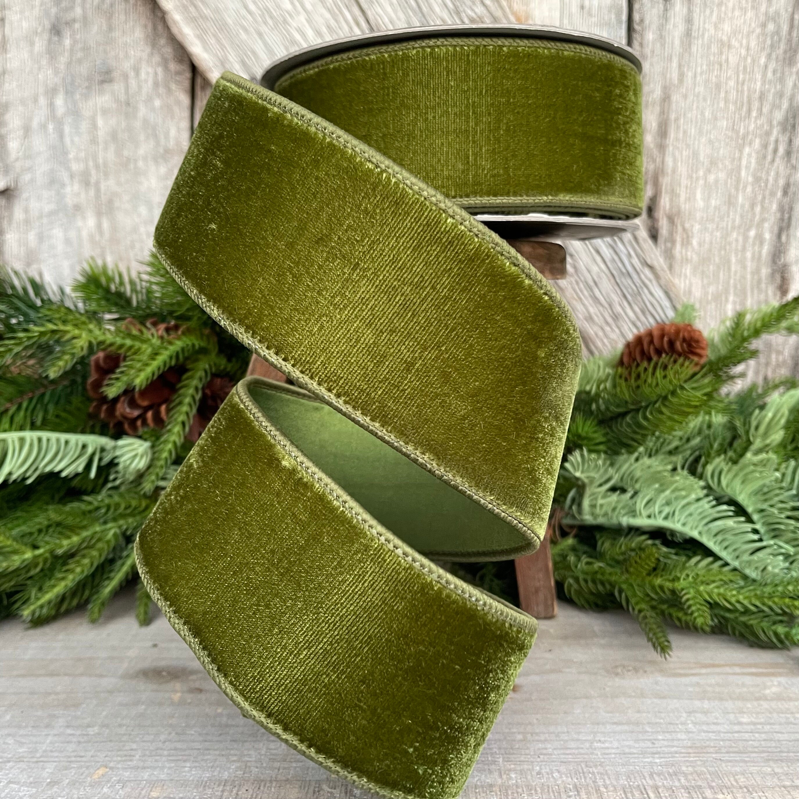 2.5 Emerald Green Satin Ribbon, Farrisilk Ribbon, Wired Ribbon