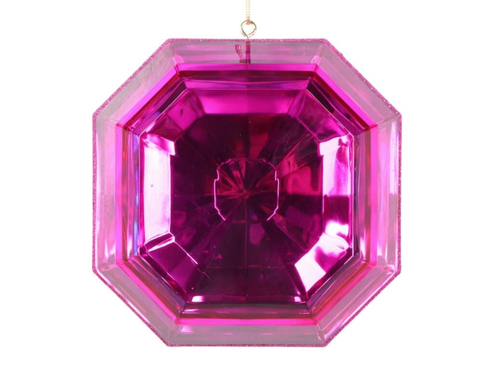 6 Hot Pink Jewel Ornament, Jewel Christmas Ornament, Square