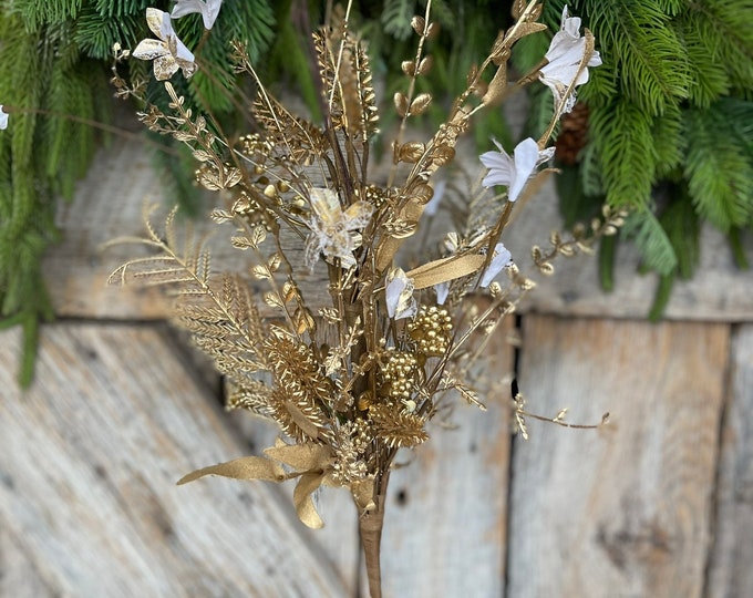24" Gold Christmas Bush, Christmas 60919, Gold Filler Bush, Filler Bush, Metallic Gold Bush, 63526-GOLD