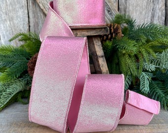 2.5 Light Pink ribbon, Iridescent Pink, Christmas Tree Ribbon