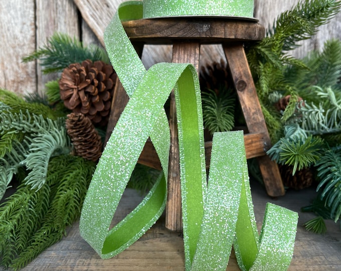 7/8" Lime Green Sugar Wired Ribbon