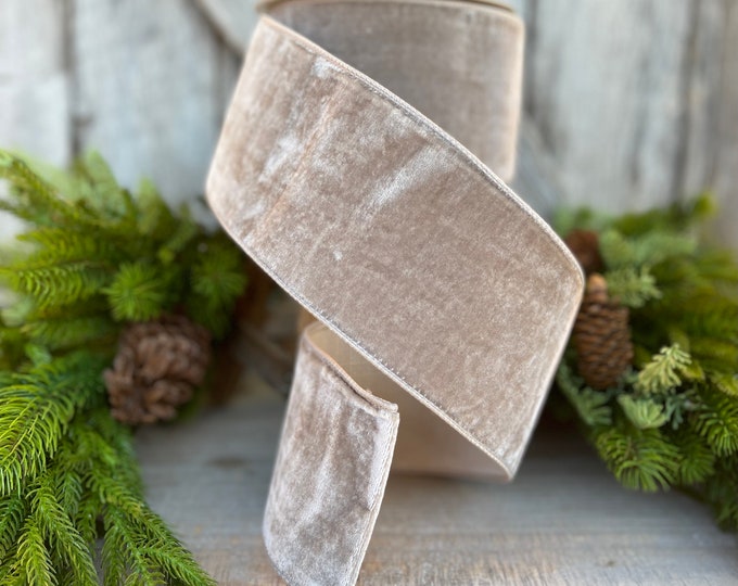 4" Platinum velvet ribbon, Christmas tree ribbon, neutral ribbon, gold velvet, silver velvet, 4 inch ribbon, Farrisilk ribbon