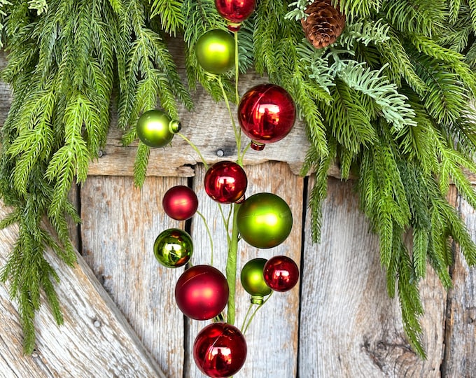 16" Ornament Ball Pick, Red Green Ball Pick, Ornament Pick, Christmas Ornaments