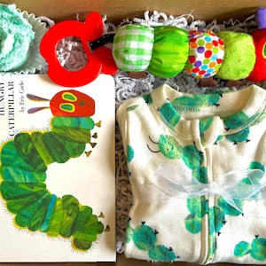 Regalo para recién nacido, oruga, regalo de baby shower de género neutro, regalo para recién nacido, set de regalo unisex para bebé, regalo para baby shower, caja para bebé de género neutro