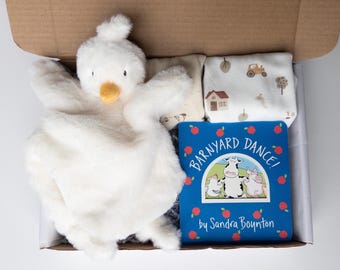 Organic Baby Gift Box – Swan Lovey, Bodysuits, Board Book