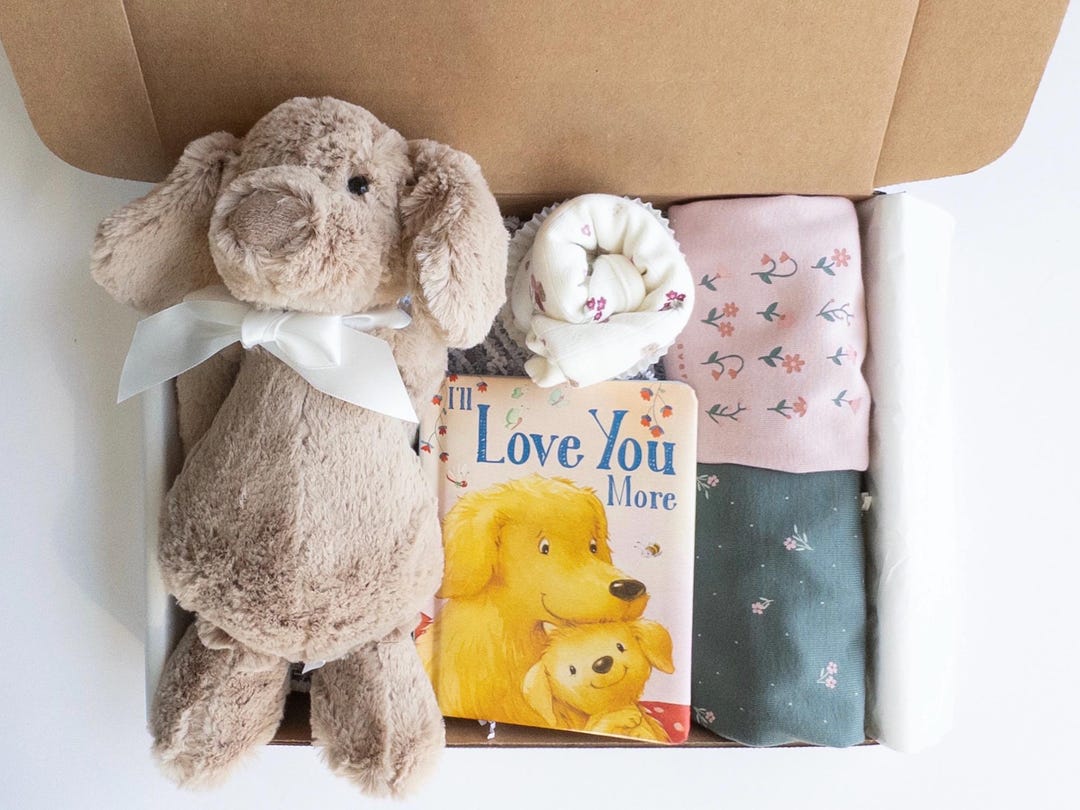 Personalized Baby Girl Gift Set Bodysuit, Plush Toy & Book