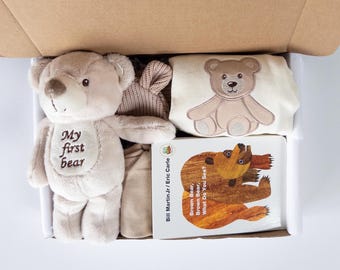 Gender Neutral Baby Gift Set: Cuddly Bear, Storybook, and Stylish Clothes in Every Box!