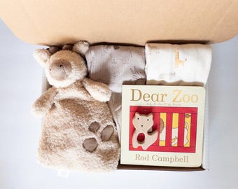 Gender Neutral Organic Baby Gift Box | Bodysuits, Blanket, Teether, Book option