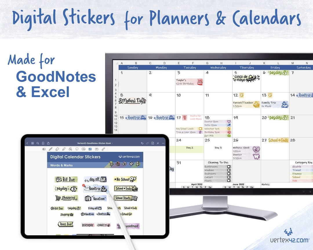 100 Digital Calendar Stickers and Planner Stickers pic