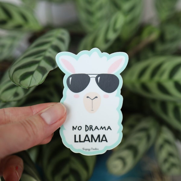 No Drama Llama Sticker | Funny Sticker, Llama Gifts, Gifts for Her, Laptop Sticker, Water Bottle Sticker, Friends Gifts, Tumblr Stickers