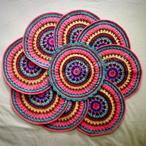 colorful crochet placemat