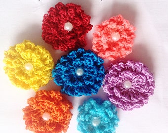 Crochet flower pattern. Fluffy flower pattern, photo tutorial. Hawaiian flower applique, easy crochet pattern, instant download.