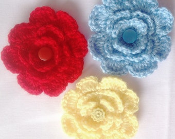 Crochet flower pattern, flowers  crochet pattern, applique flowers, Three layer flower pattern Instant download