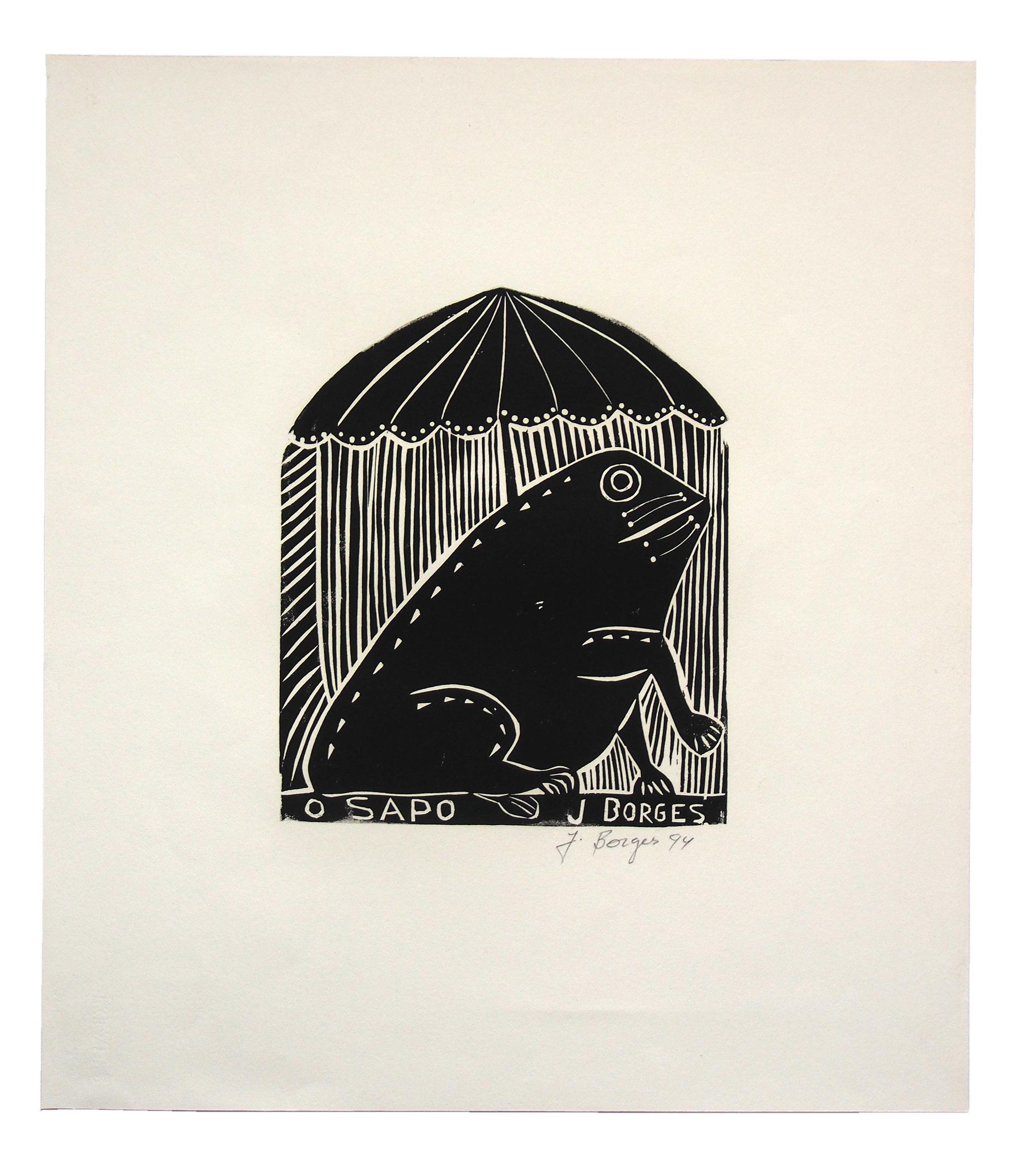 Brazilian Folk Artist J. BORGES Original 1994 Signed Woodblock