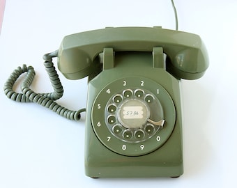 Vintage green rotary phone Classic desk phone Old telephone Retro dial phone 70's 80's Retro home decor vintage photo movie prop