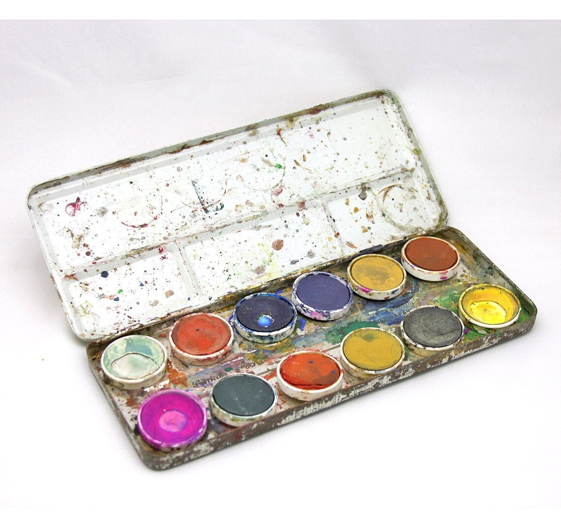 Vintage Pelikan Watercolor Paint Box, Collectible Tin Watercolour