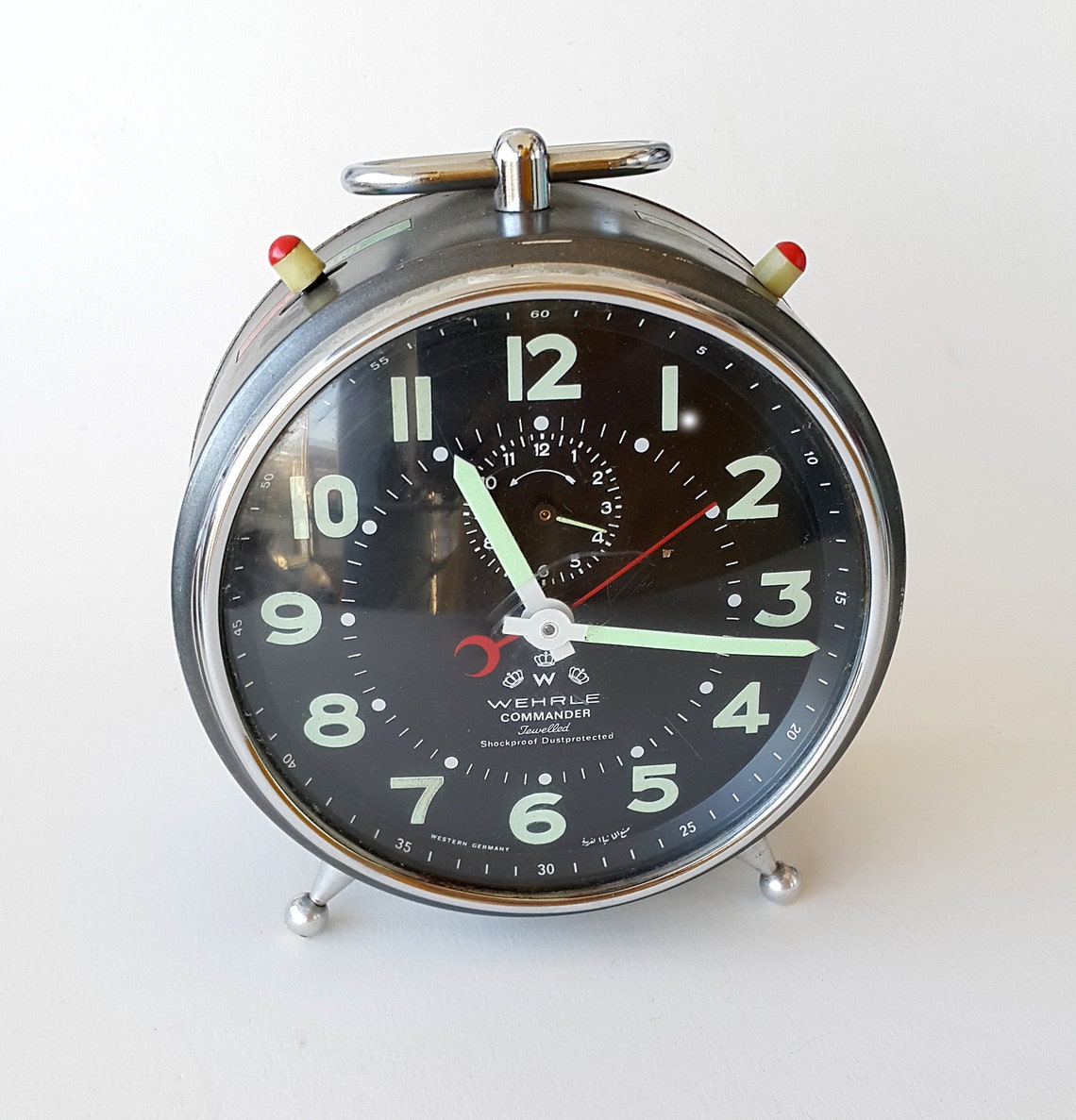 Vintage Wehrle Alarm Clock Commander Jewelled Wind up Desk Etsy