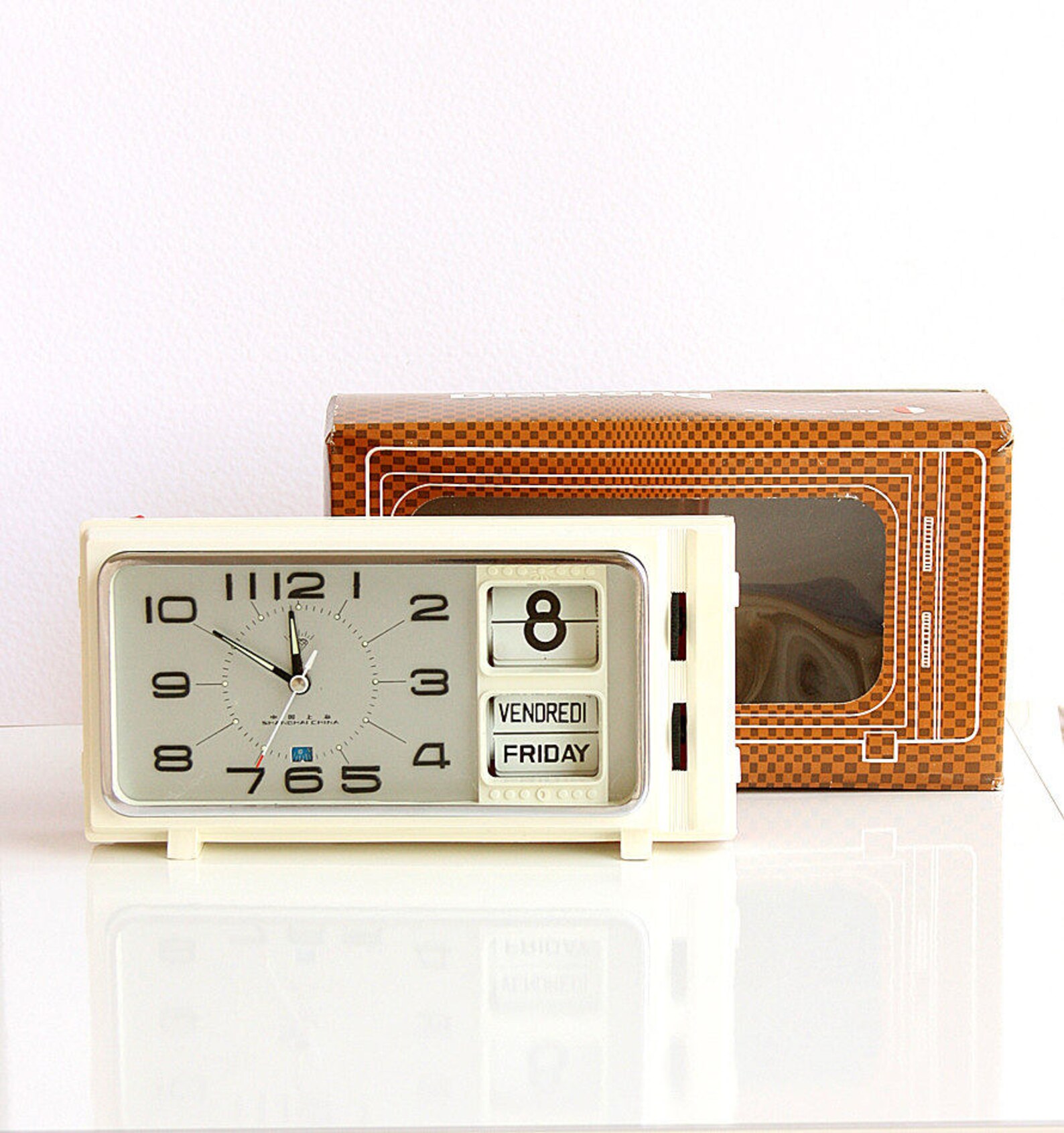 Vintage Alarm Clock Flip Calendar Clock NEW OLD STOCK Nos Etsy