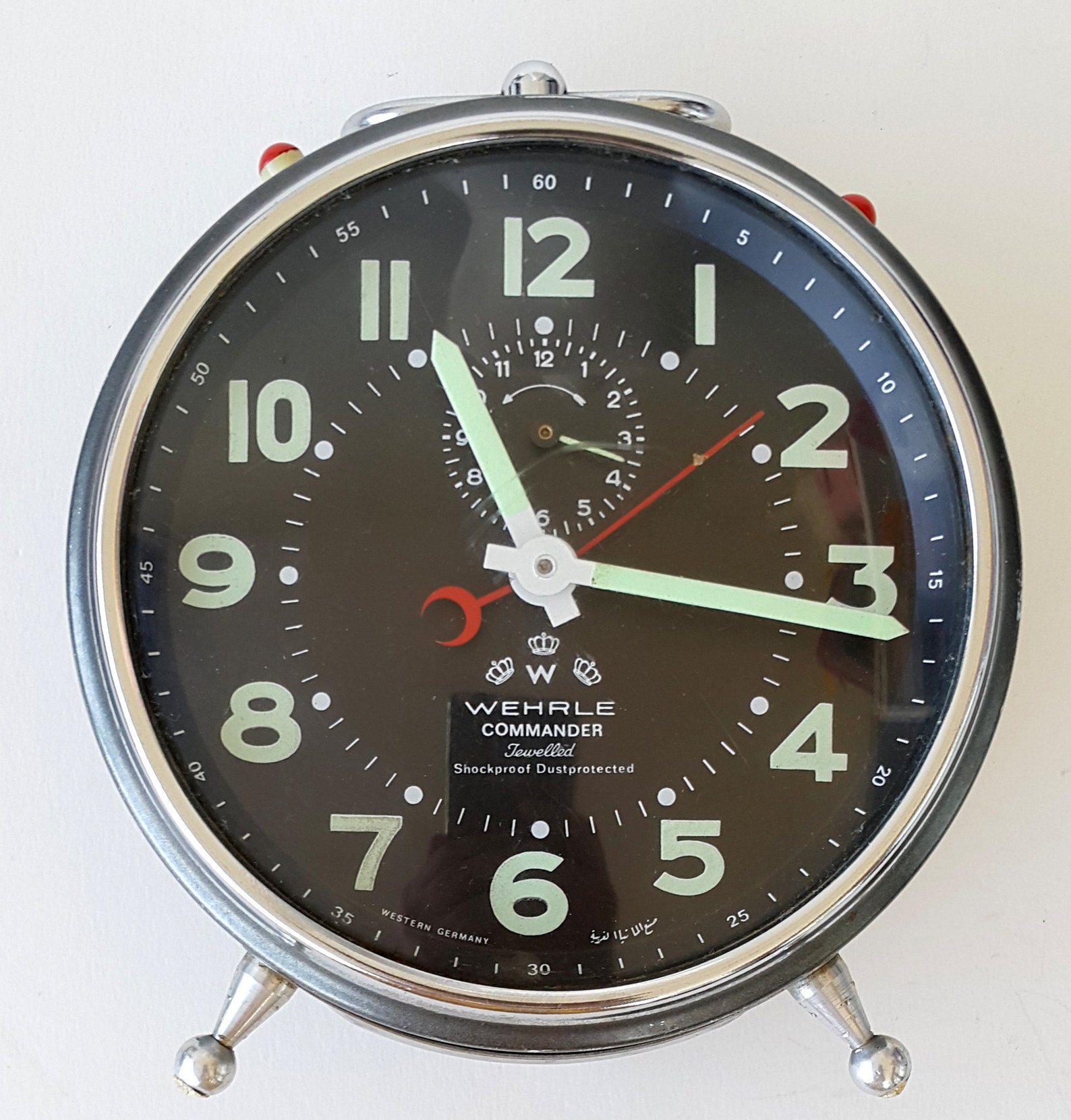 Vintage Wehrle Alarm Clock Commander Jewelled Wind up Desk Etsy