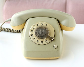Vintage rotary phone Sage green Fetap 615 german rotary phone Retro phone Old telephone Classic desk phone Dial phone Photo prop