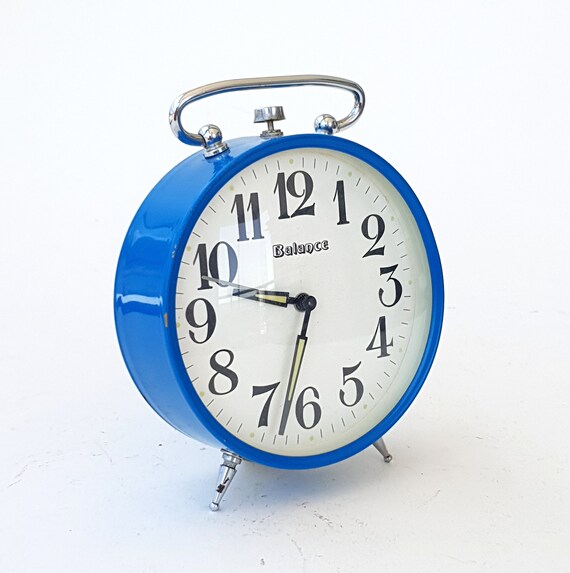 Vintage Alarm Clock Wind Up Desk Retro German Mechanical Blue Table Working Mid Century Modern Home Decor - Alarm Clock Retro Blue Vintage Alarm Clock Wind Up Desk Retro German Mechanical Blue Table Working Mid Century Modern Home Decor - Alarm Clock Retro Blue
