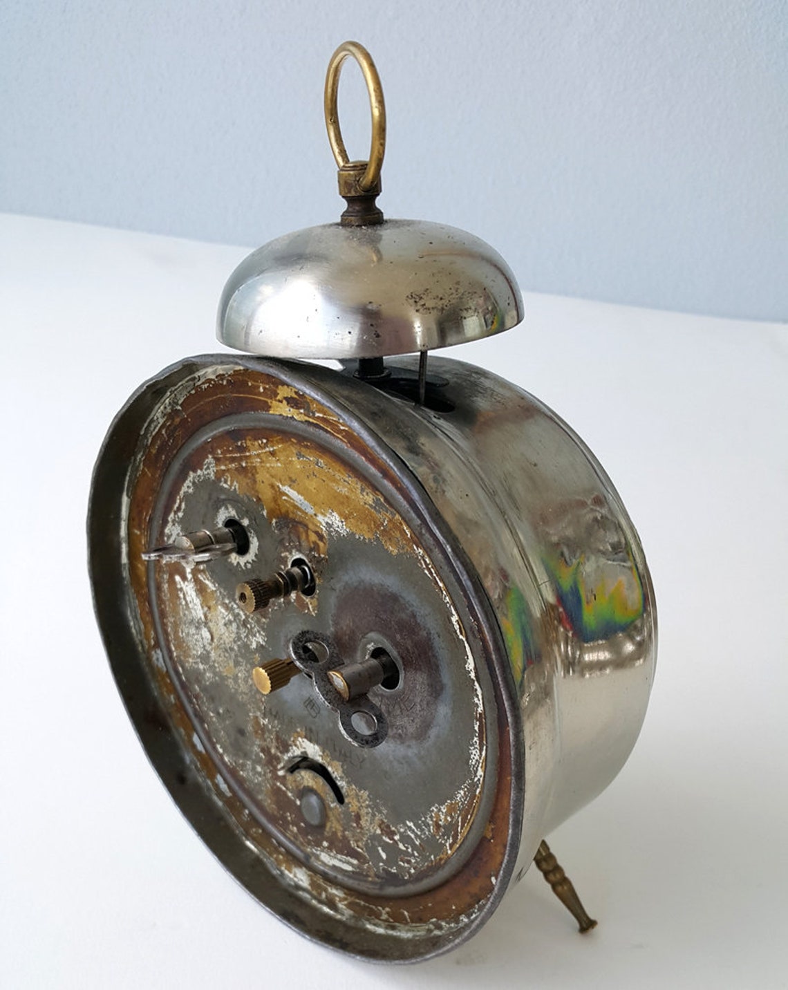 Antique bell alarm clock Working large desk clock Old metal Etsy