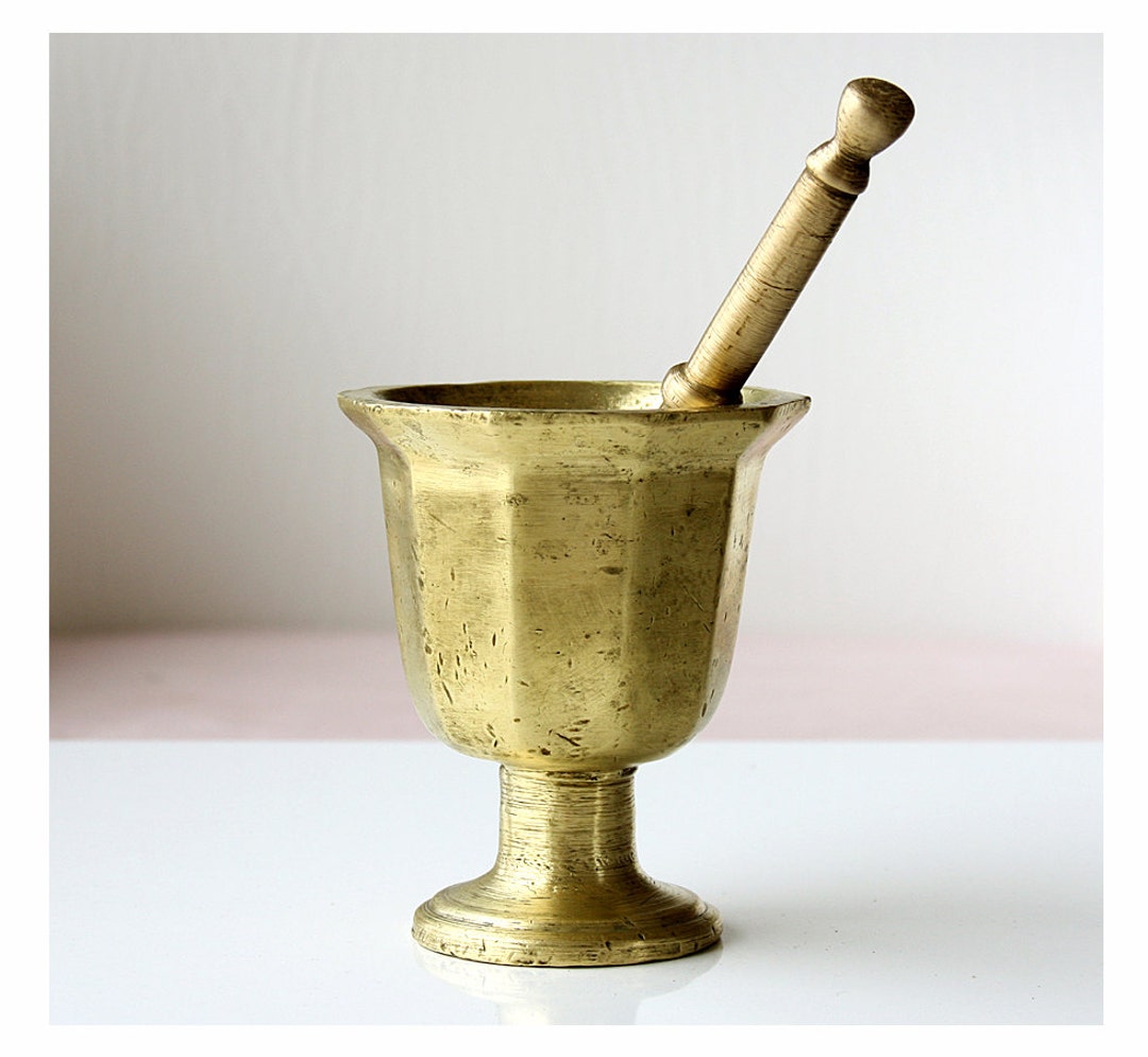 Antique Large Brass Mortar and Pestle Nut Grinder Rare Etsy