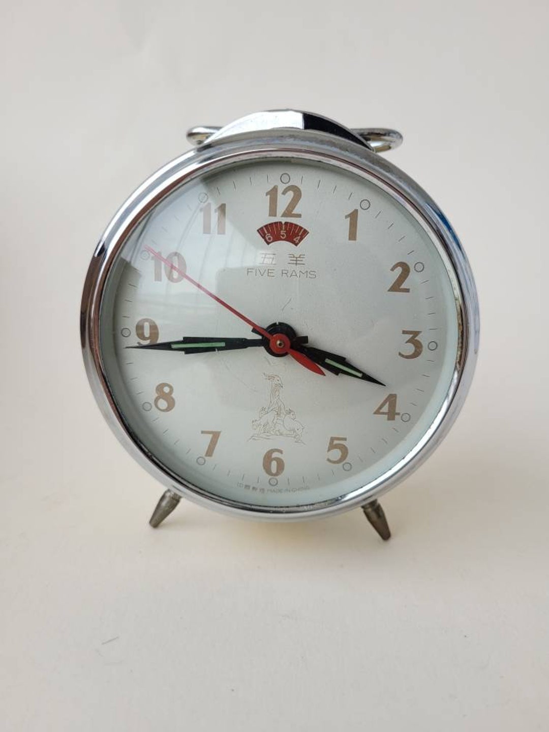 Vintage Alarm Clock Wind up Desk Clock Five Rams Etsy