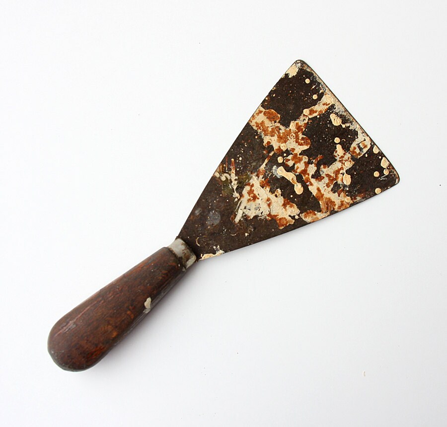 Vintage metal spatula with wooden handle Painters spatula tool Etsy