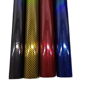 Gloss Black Red Blue Gold Carbon Fiber Holographic Bubble Free Vinyl Car Wrap Sticker Decal DIY Film Roll