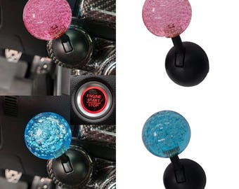 Blue Pink Epoxy Crystal Ball Car Start Stop Engine Push One Button Starter Cover Pull Lever Joystick