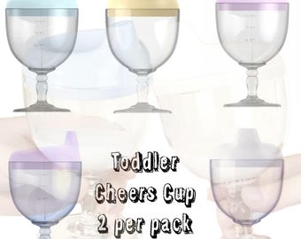 2 PCS x Toddler Kid No Spill Leak Proof 5oz Cheers Goblet Tall Sippy Training Cup with Lid
