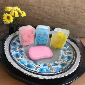 4 Boxes Mini Box Soap Disposable Soluble Hand Washing Paper Petal Portable Travel