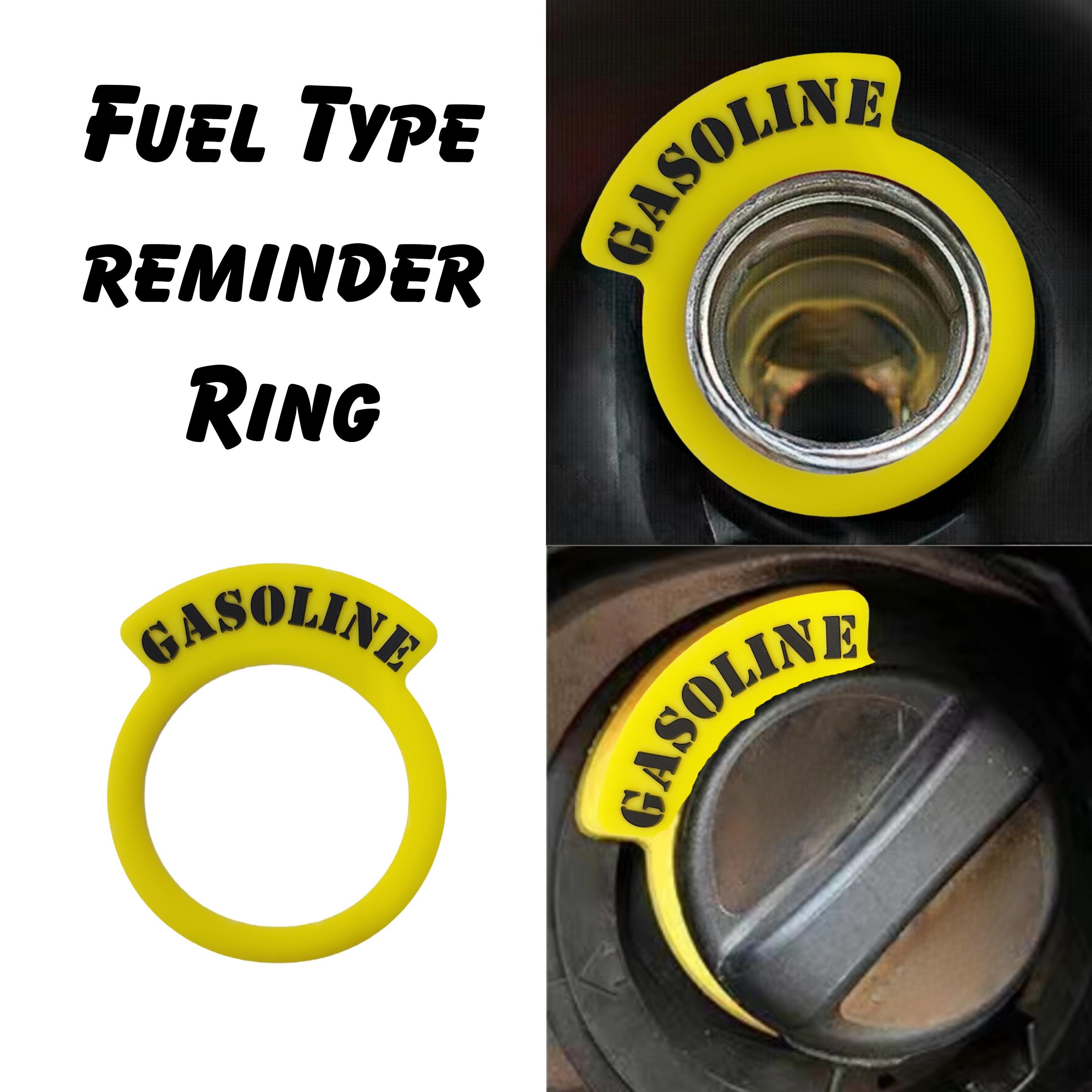 Gasoline Gas Fuel Filler Neck Indicator Indicate Reminder Remind PVC Ring Yellow & Black Letters Car Accessory Accessories
