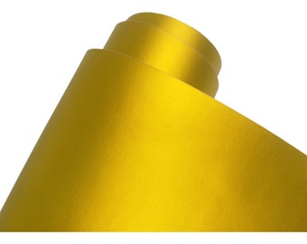 Matte Satin Anodized Gold Yellow Self Adhesive Vinyl Car Wrap Bubble Free Air Release Sticker Decal DIY Vinyl Car Wrap Roll