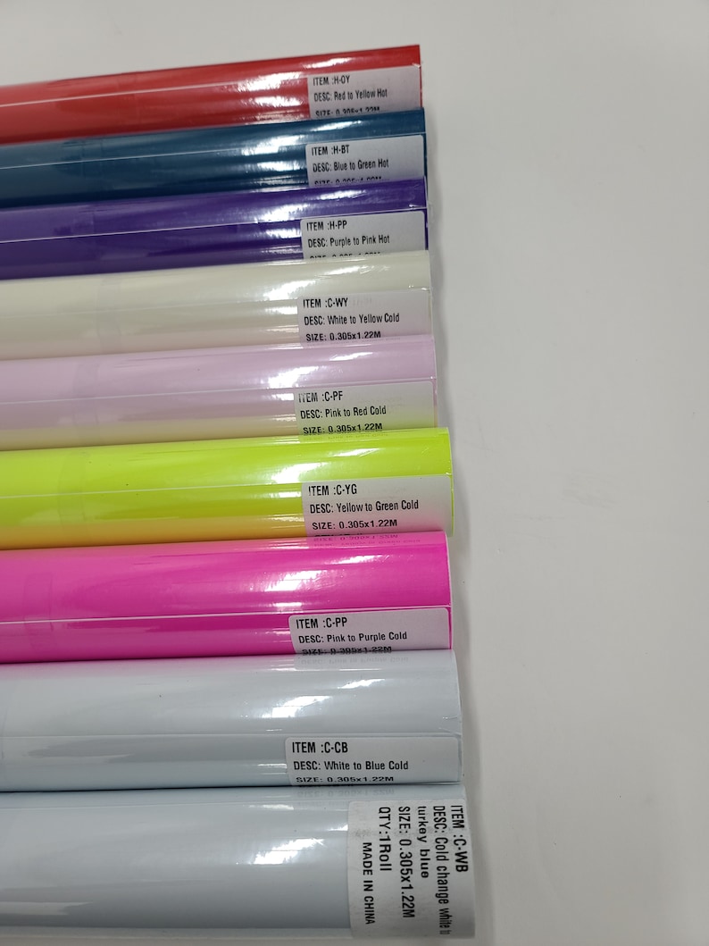 Temperature Hot or Cold Sensitive Color Change Shift 12" x 48" Permeant Adhesive Craft Cutting Vinyl Sticker Decal Film Roll