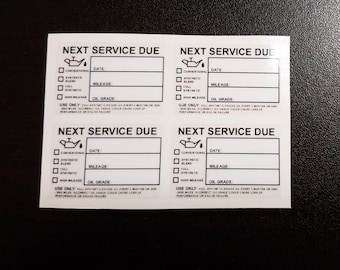 Engine Oil Change Due Reminder Set of 4 Clear w/ Black Warning Label Car Auto Sticker Decal