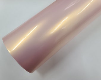 High Gloss Shell Pink Gold Self Adhesive Bubble Free Vinyl Car Wrap Sticker Decal DIY Craft Sign Sheet Film Roll
