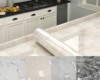 White Gray Beige Black Marble Granite Vinyl Self Adhesive Wall paper Furniture Cabinet Kitchen Countertop Peel Stick Sticker Decal Film Roll