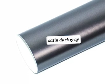 Satin Dark Gray Self Adhesive Vinyl Car Wrap Bubble Free Air Release Sticker Decal DIY Vinyl Car Wrap Roll