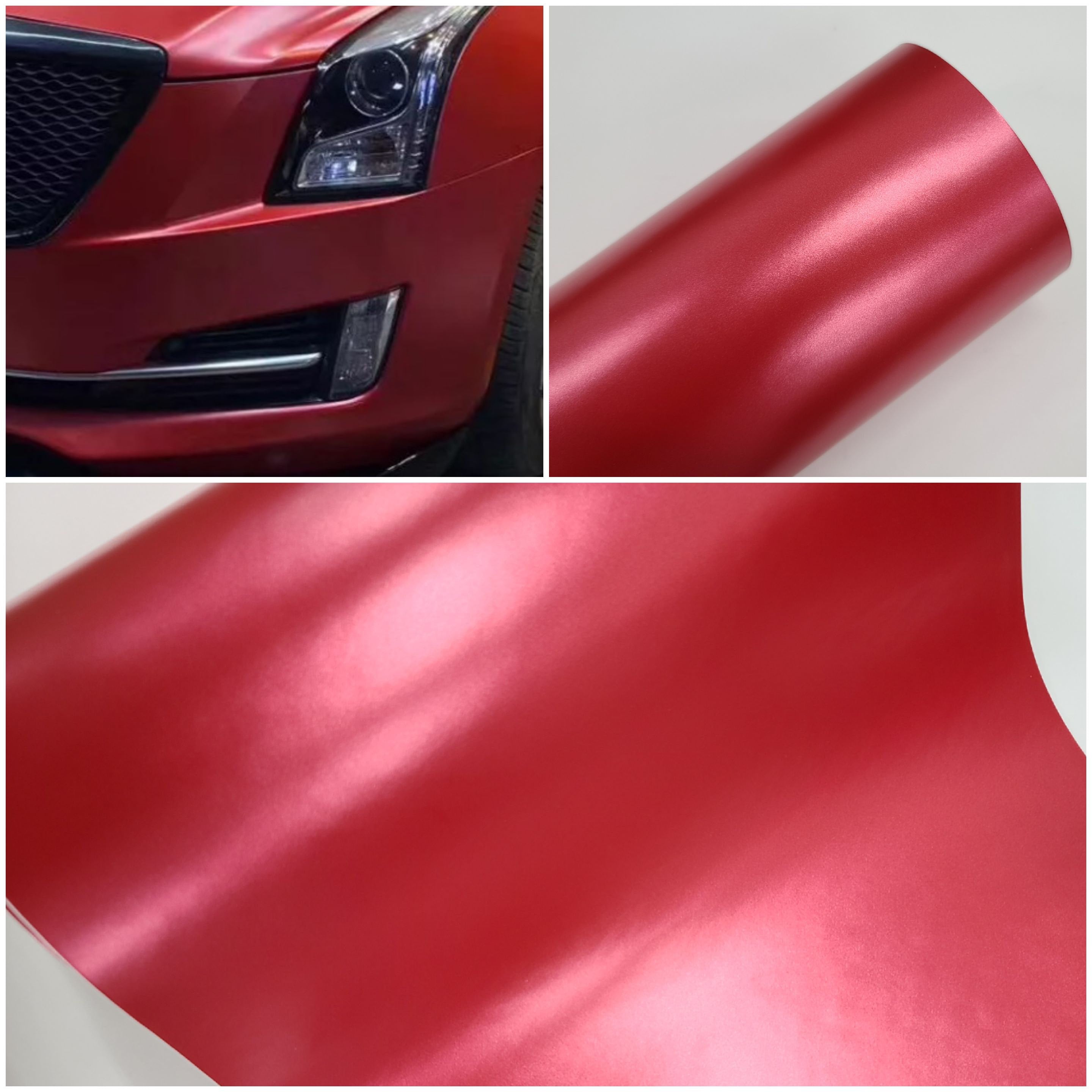 Matte Satin Anodized Red Self Adhesive Vinyl Car Wrap Bubble Free Air  Release Sticker Decal DIY Vinyl Car Wrap Roll 