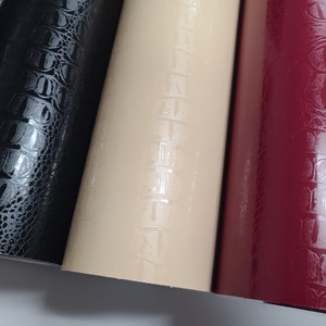 Faux Alligator Crocodile Animal Skin Texture Black Burgundy Red Beige Cream Self Adhesive Vinyl Car Wrap Sticker Decal DIY Craft Sheet Roll